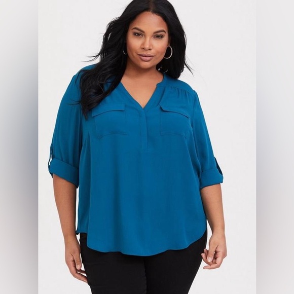 Torrid Harper Blue 3/4 Sleeve Blouse size 5 - Picture 1 of 13
